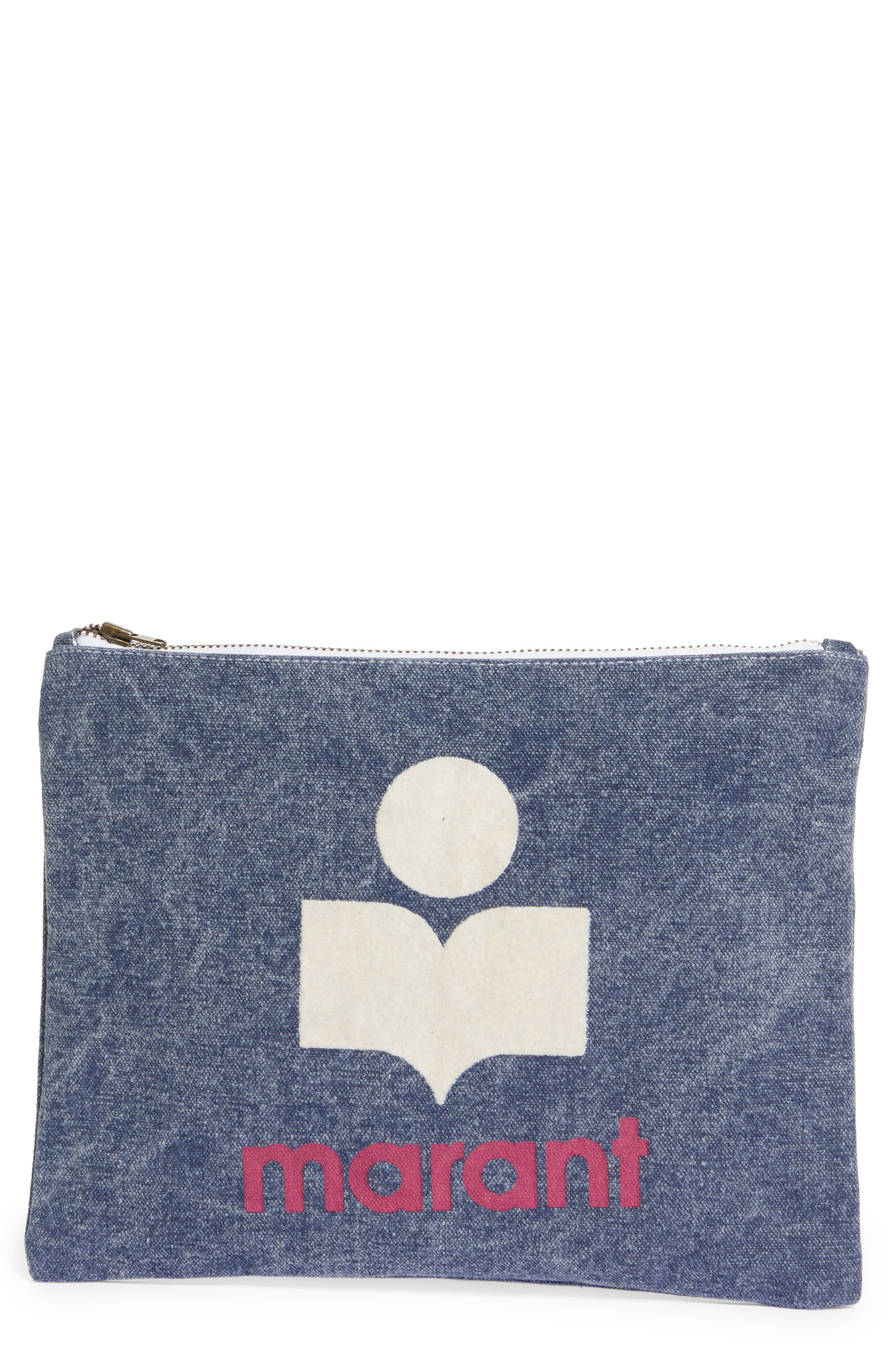 Isabel Marant Nettia Denim Clutch, Main, color, 