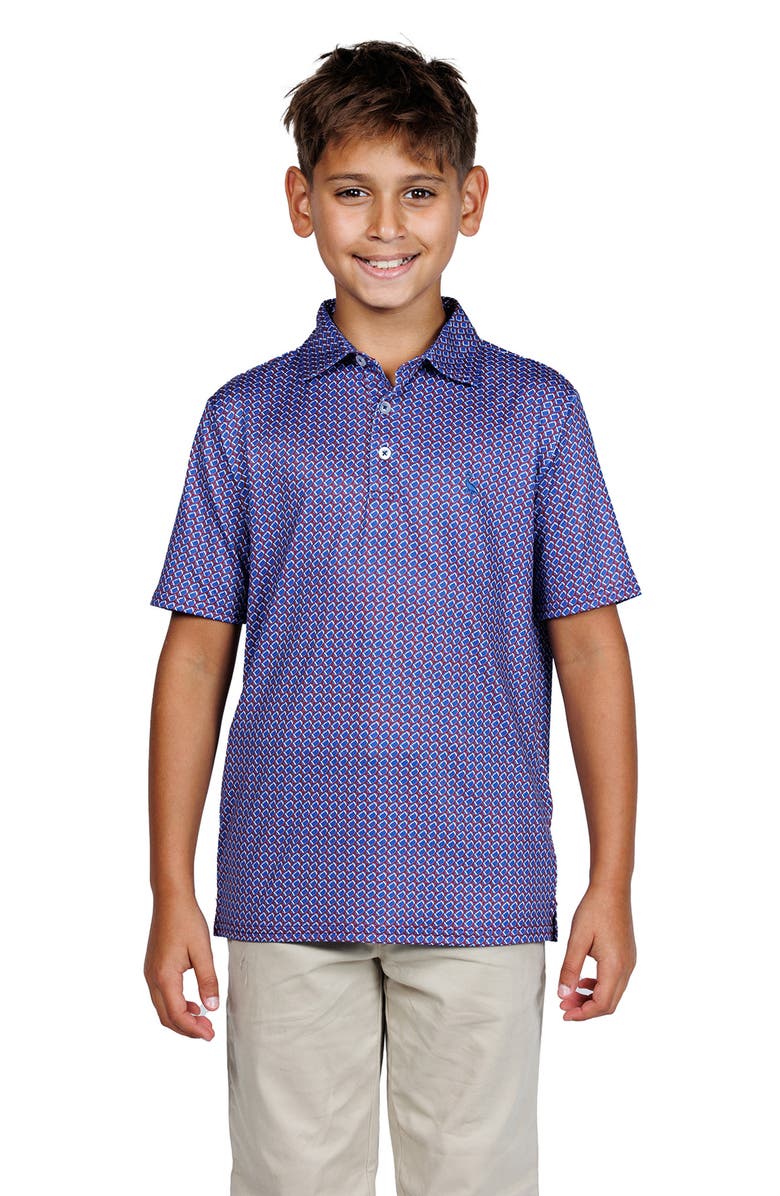 TailorByrd Kids' Football Print Performance Polo, Alternate, color, Burgundy