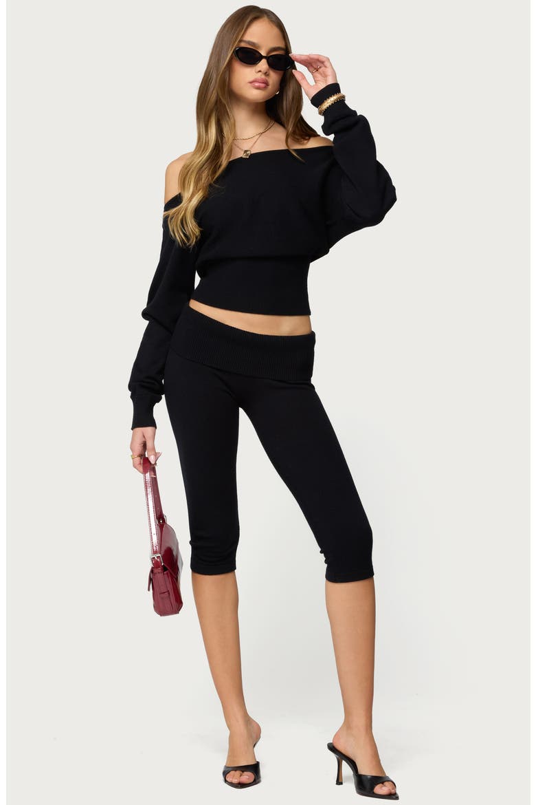 Skyla Off the Shoulder Crop Sweater, Alternate, color, BLACK