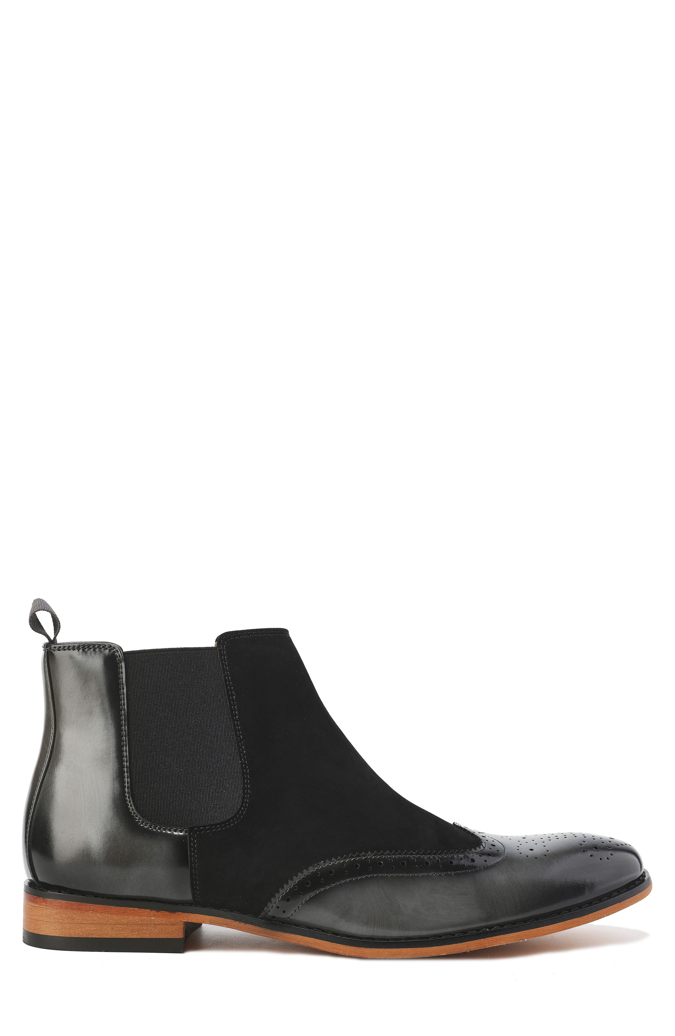 Gino Vitale Wingtip Brogue Two-Tone Chelsea Boot, Alternate, color, Gray/Black