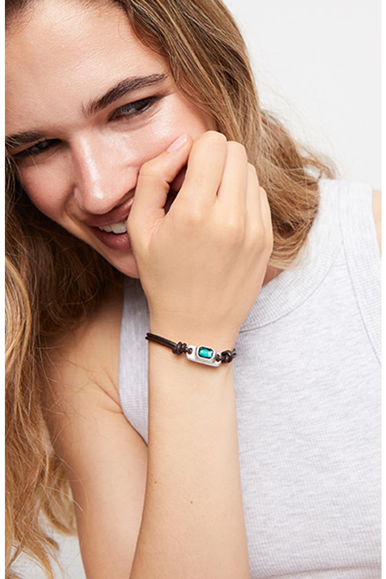 Sterling Silver Plated Leather Bracelet, Alternate, color, Silver