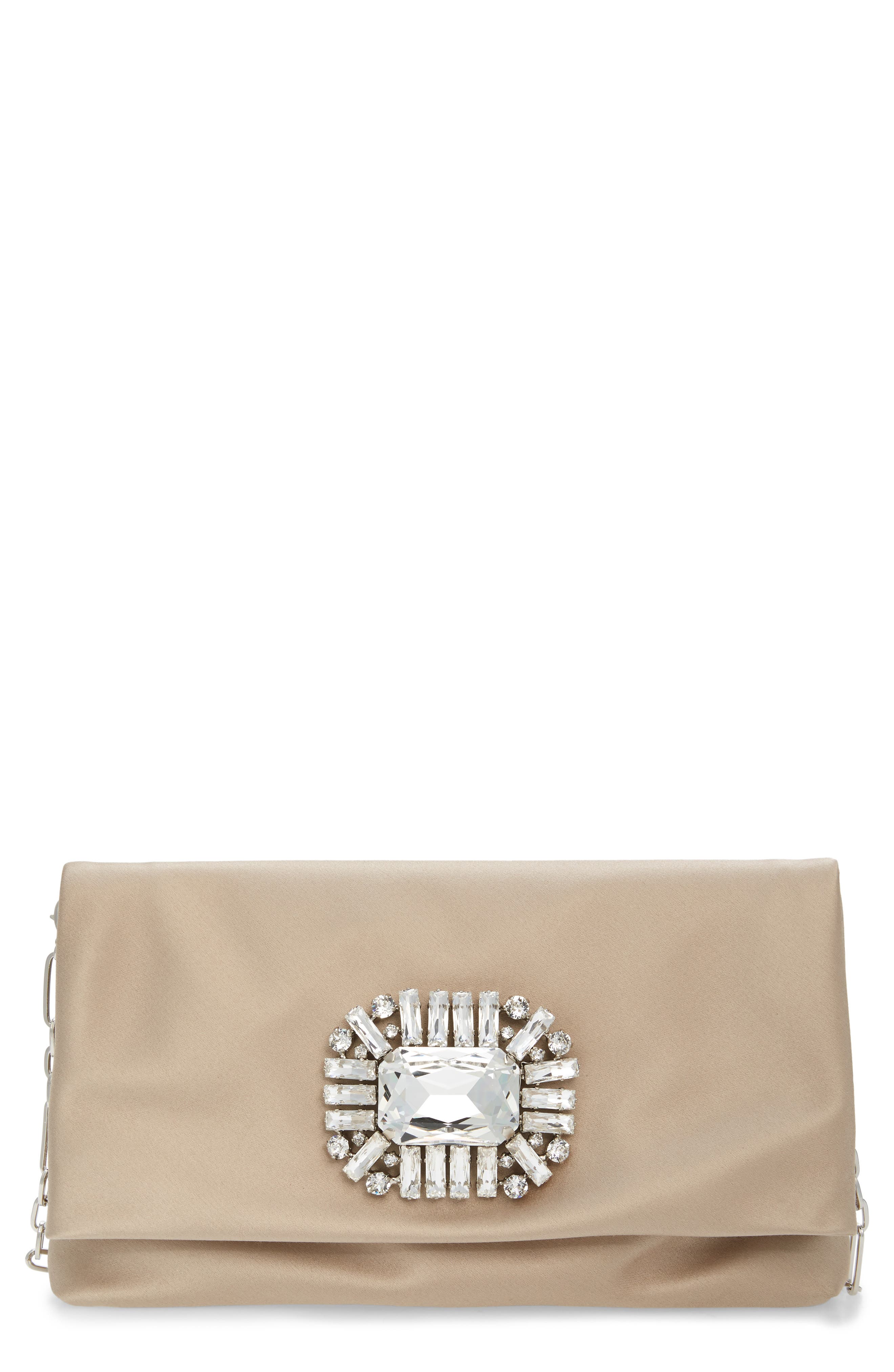 Jimmy Choo Titania Satin Clutch, Main, color, 