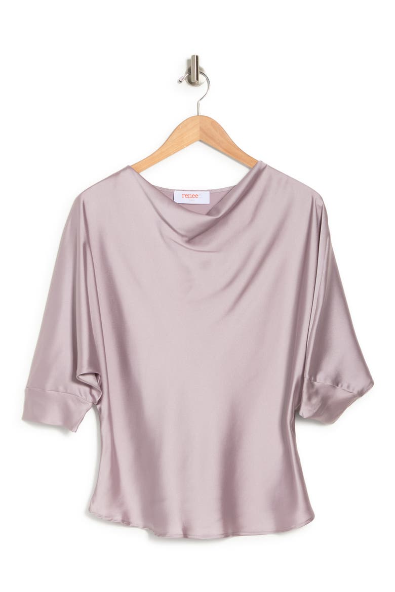 Cowl Neck Satin Blouse, Alternate, color, DUSTY LAVENDER