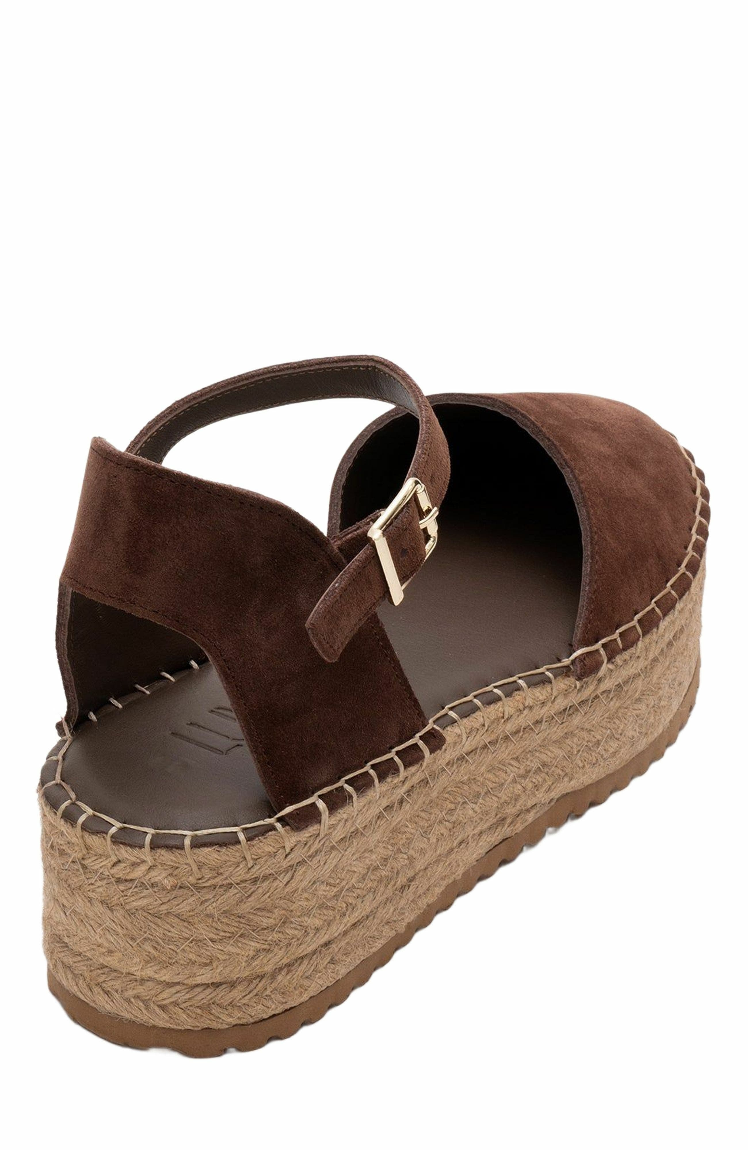 Viba Leather Espadrille Platform Wedge Sandals, Alternate, color, Brown Suede Leather