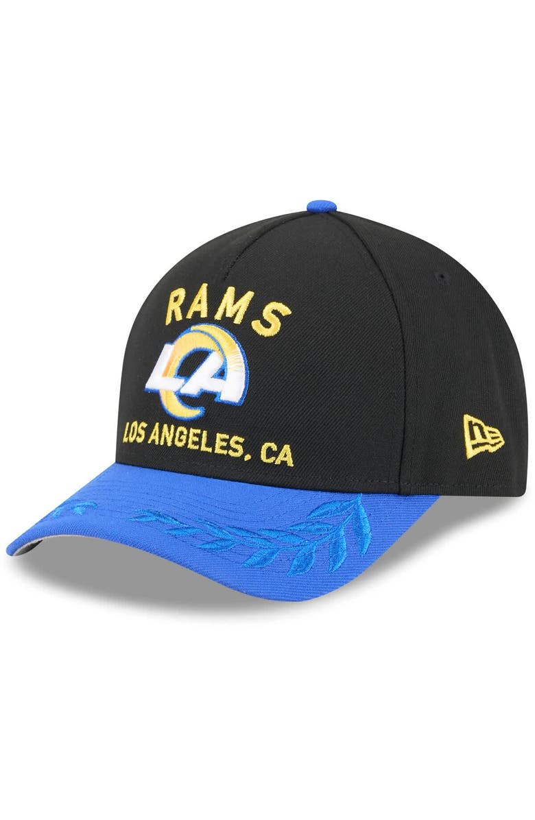 New Era Men's New Era Black/Royal Los Angeles Rams 2025 NFL Draft 9FORTY A-Frame M-Crown Adjustable Hat, Main, color, 