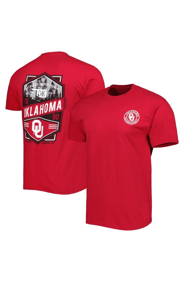 GREAT STATE CLOTHING Men's Crimson Oklahoma Sooners Double Diamond Crest T-Shirt, Main, color, Crimson