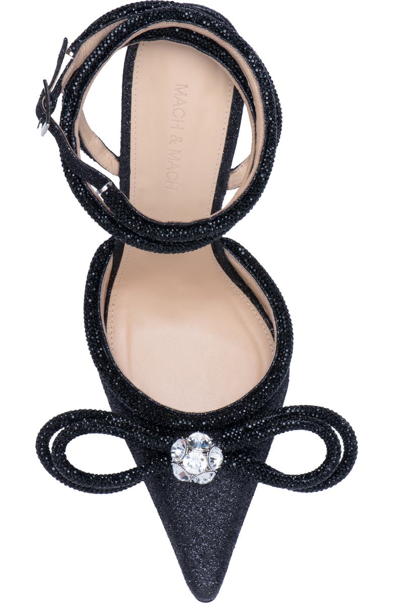 Mach & Mach Glitter Double Crystal Bow Pointed Toe Pump, Alternate, color,