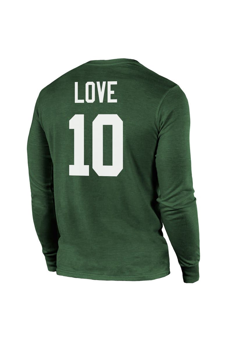 Men's Majestic Threads Jordan Love Green Green Bay Packers Name & Number Long Sleeve Tri-Blend T-Shirt, Alternate, color, Green