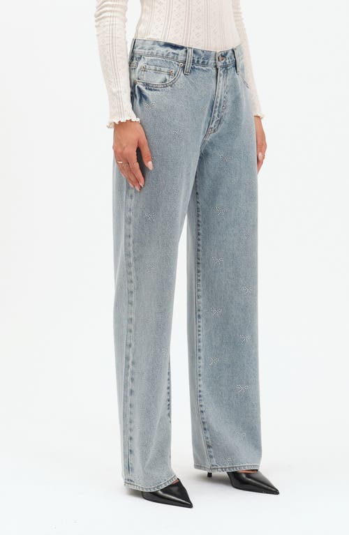 Daze 1999 Crystal Bow High Waist Straight Leg Jeans In Blue