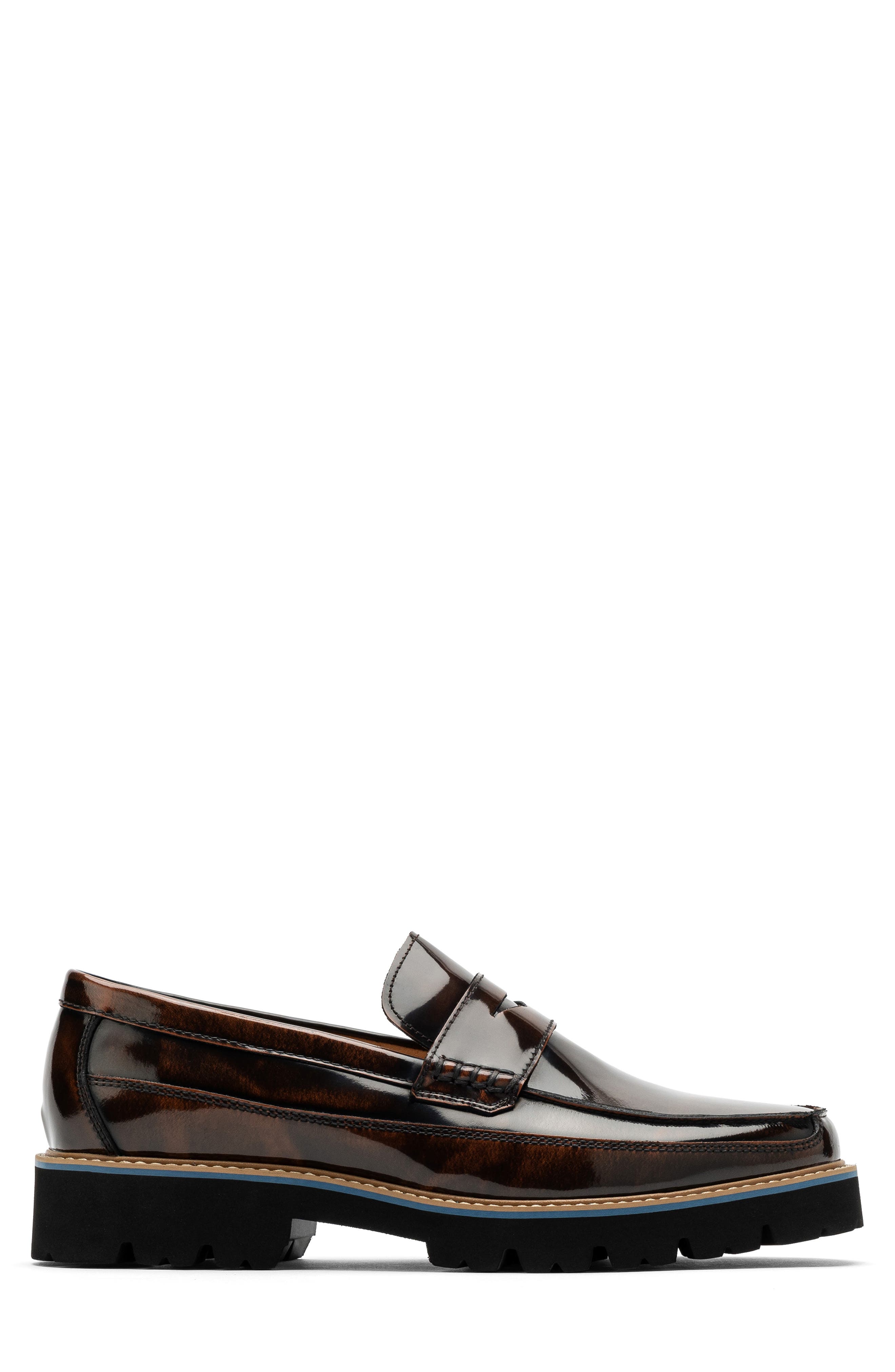 MARC NOLAN Alder Penny Loafer, Alternate, color, Mahogany Patent
