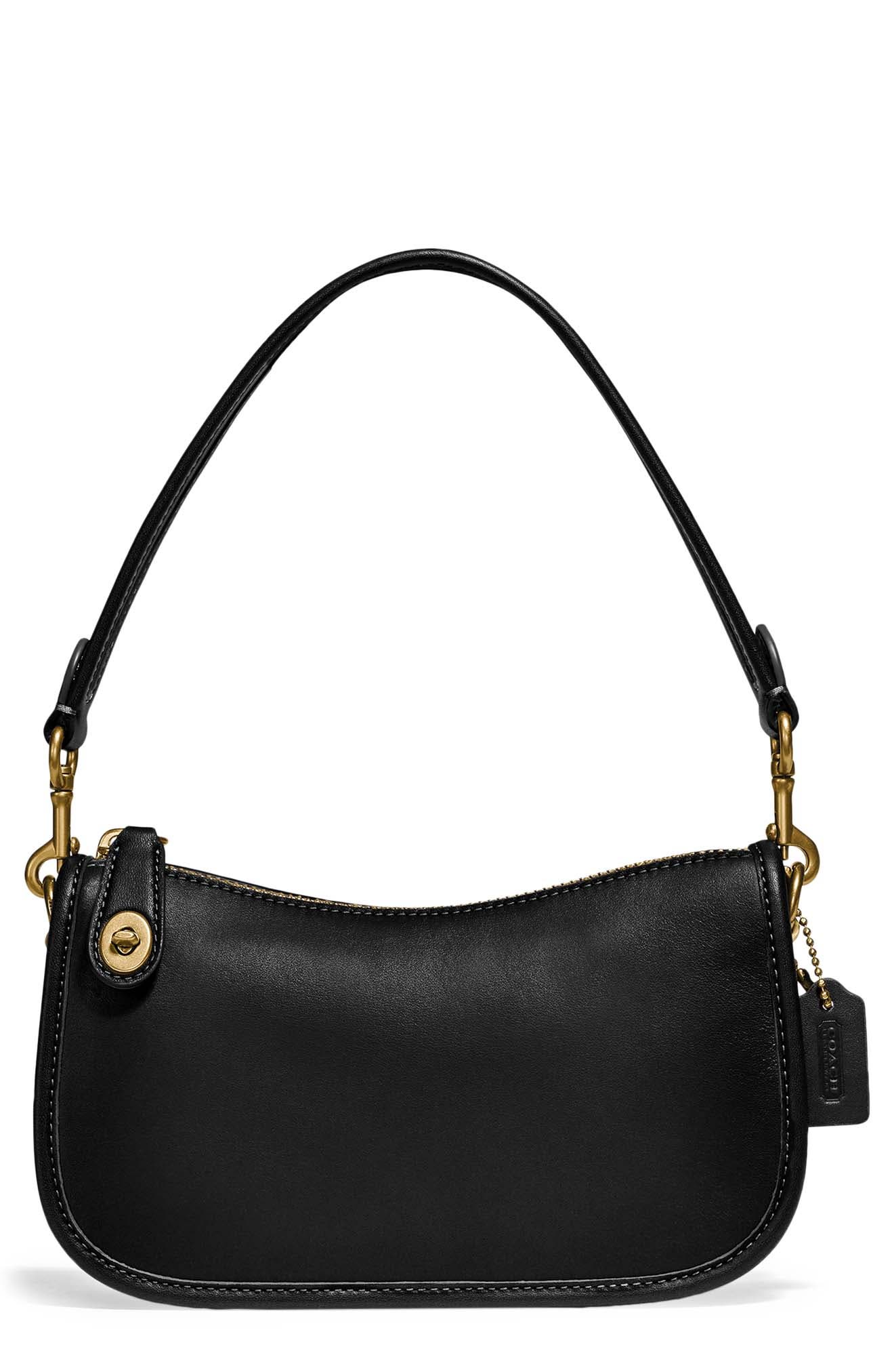 COACH Swinger Glovetanned Leather Shoulder Bag, Main, color, Brass/ Black