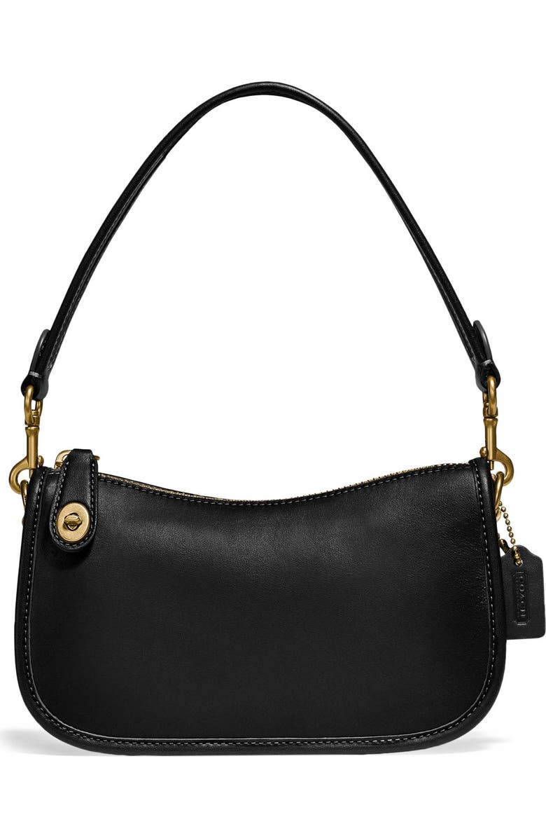 COACH Swinger Glovetanned Leather Shoulder Bag, Main, color, Brass/ Black