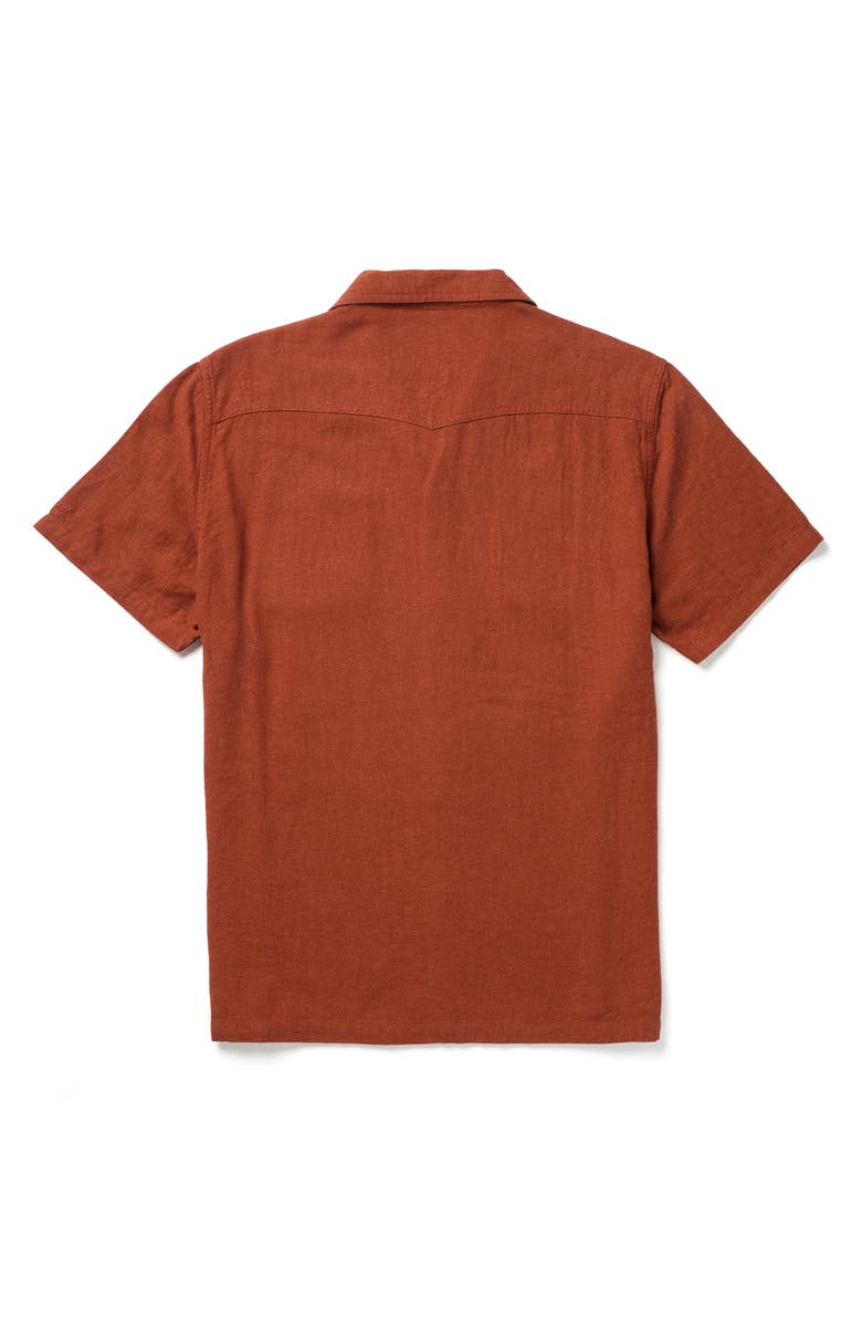 Seager Co Whippersnapper Embroidered Short Sleeve Linen Blend Snap-Up Shirt, Alternate, color, Red Clay
