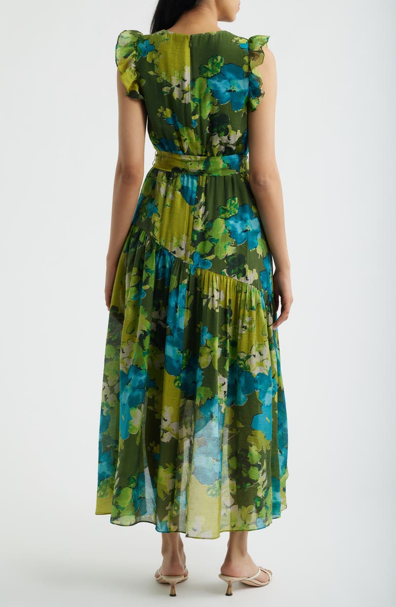 Anne Klein Floral Print Faux Wrap Midi Dress, Alternate, color, Ivy Multi