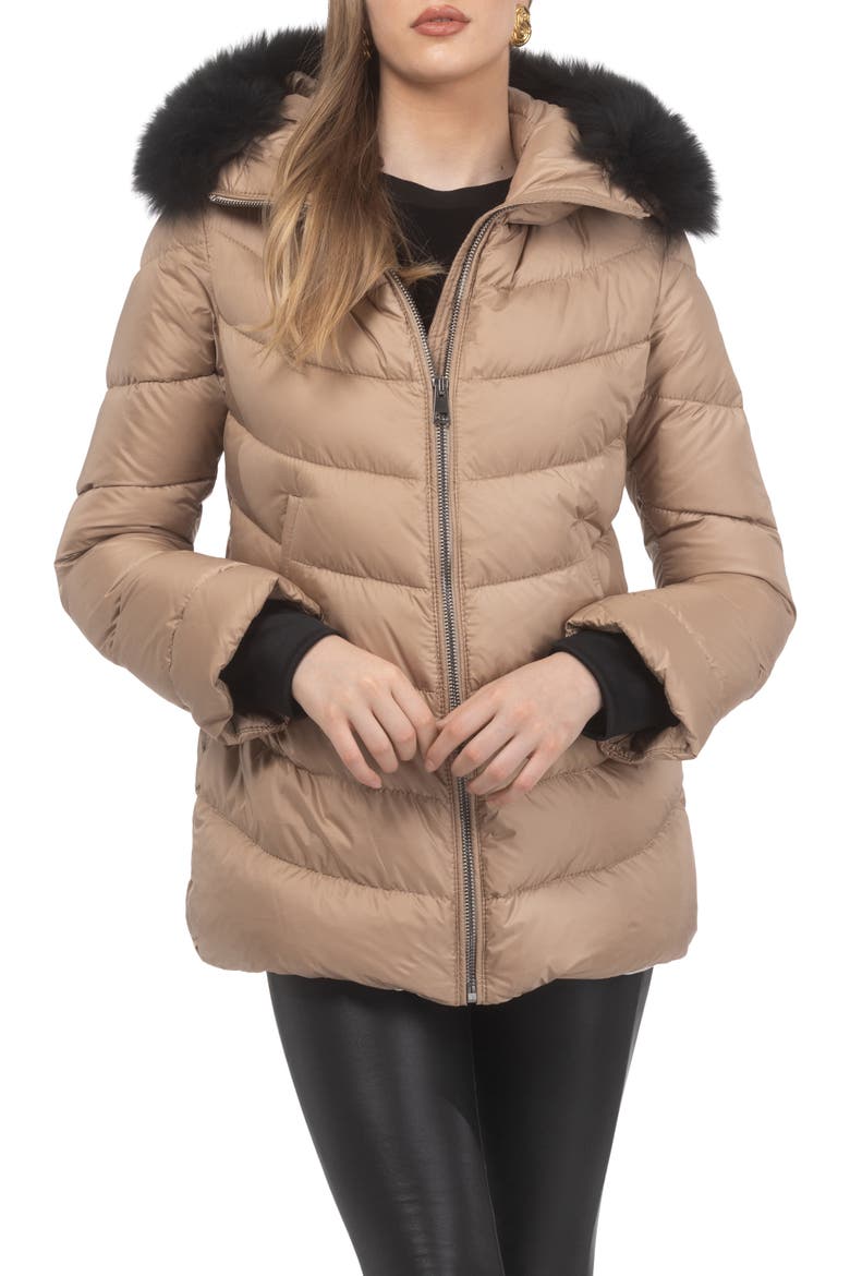 Apres-Ski Jacket With Detachable Toscana Hood Trim, Alternate, color, CAMEL/BLACK