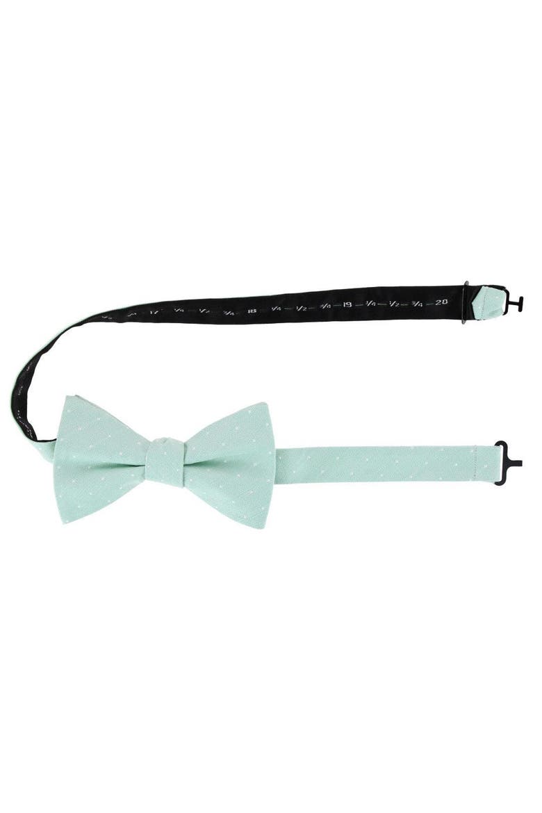 Churchill Chambray Polka Dot Linen Blend Bow Tie, Alternate, color, Light Green with Polka Dots