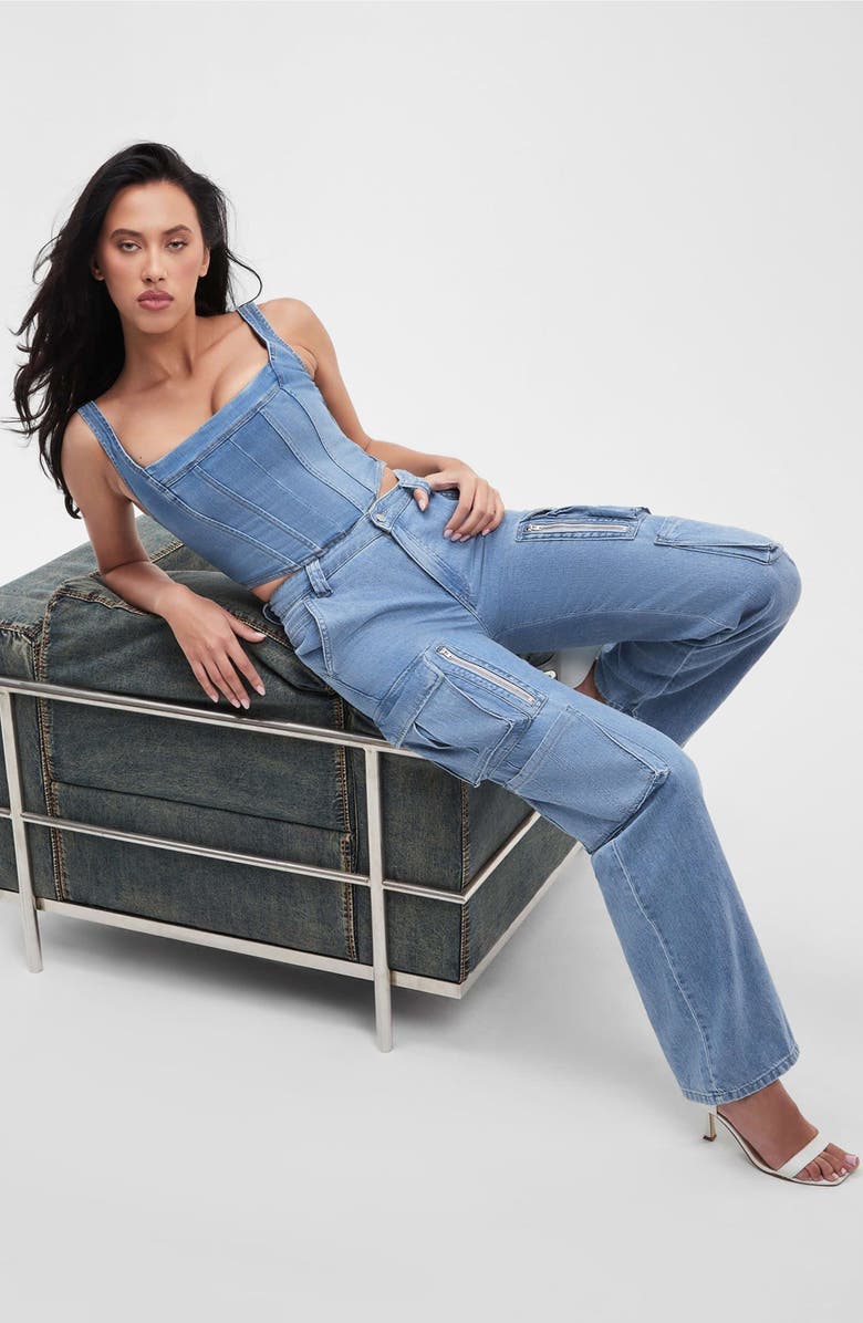 GUESS Kori Cargo Straight Leg Jeans, Alternate, color, 