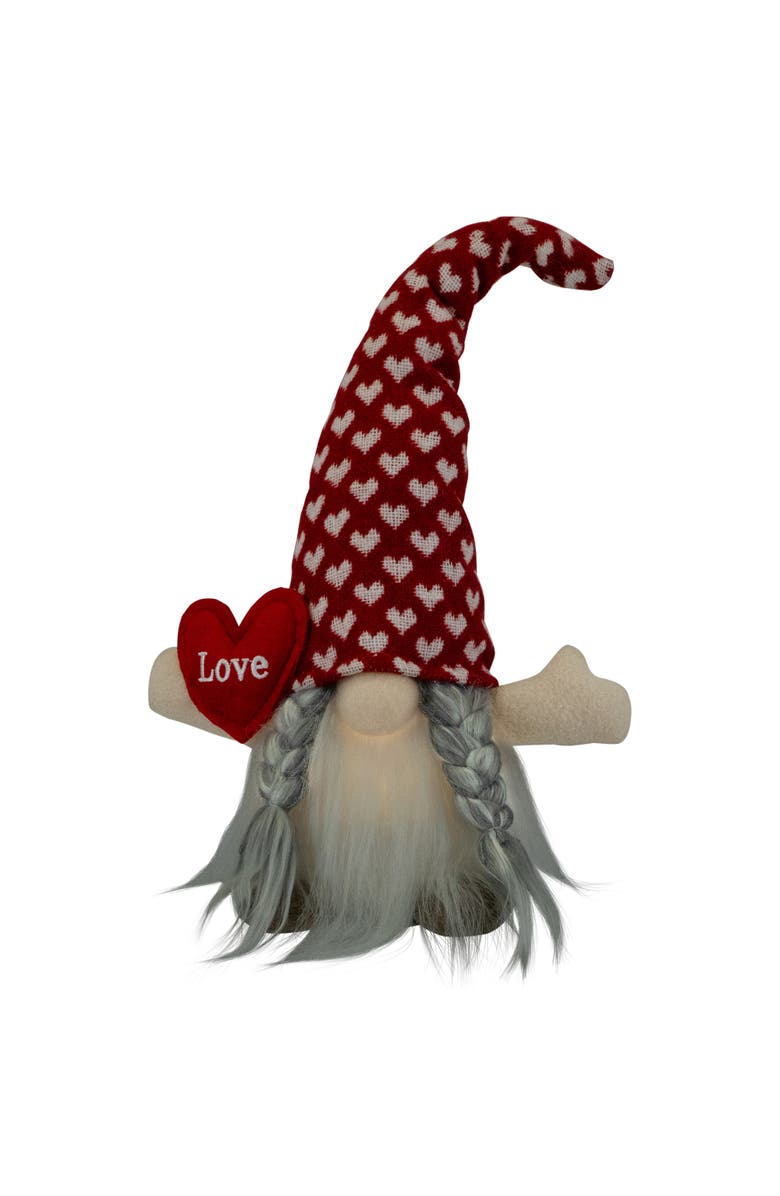 Northlight LED Lighted Girl Valentine's Day Gnome with Love Heart - 13" - Red, Alternate, color, Red