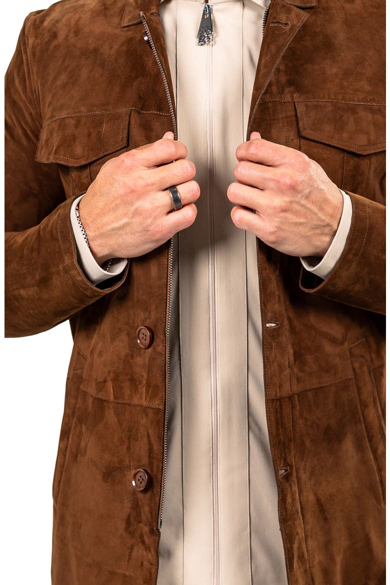 Slim Fit Lambskin Suede Jacket, Alternate, color, BROWN