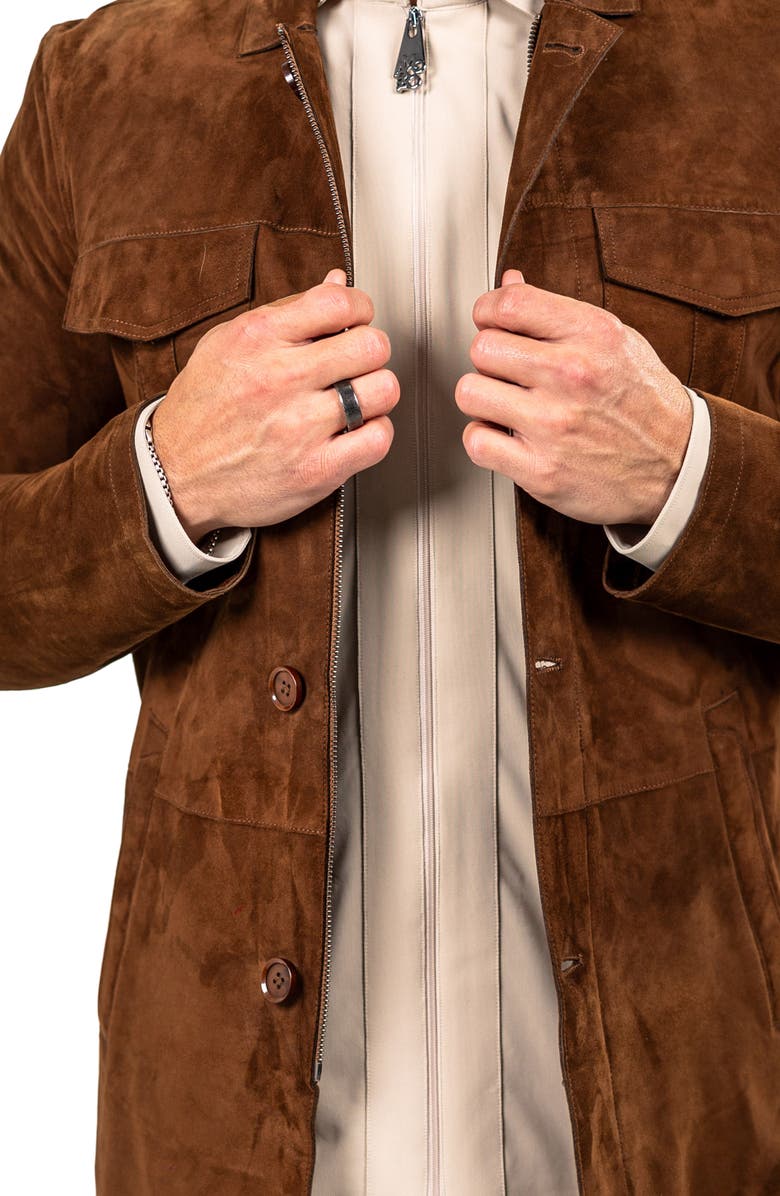 Maceoo Slim Fit Lambskin Suede Jacket, Alternate, color, 
