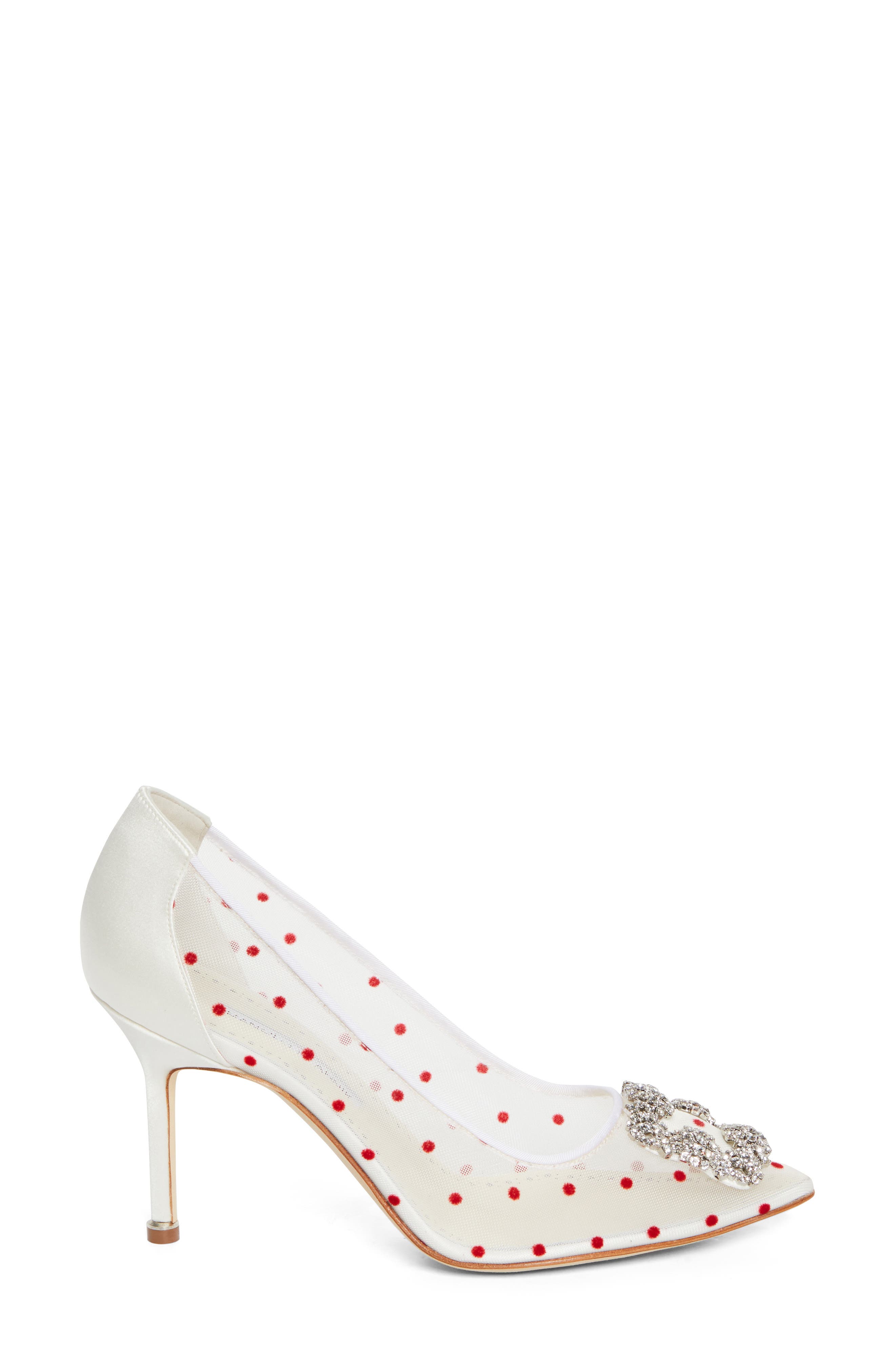 Manolo Blahnik Hangisi Pump, Alternate, color, Red/ Light Cream