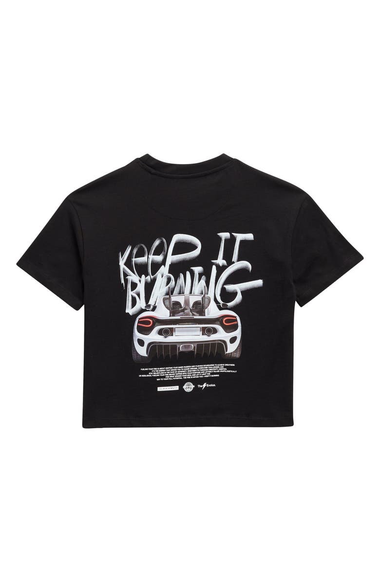DENIM AND FLOWER Kids' Keep it Burning Graphic T-Shirt, Alternate, color, Black