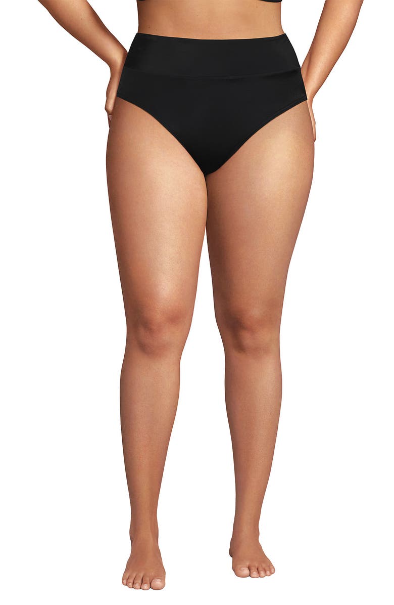 Lands' End Tugless High Waisted Bikini Bottoms, Main, color, Black