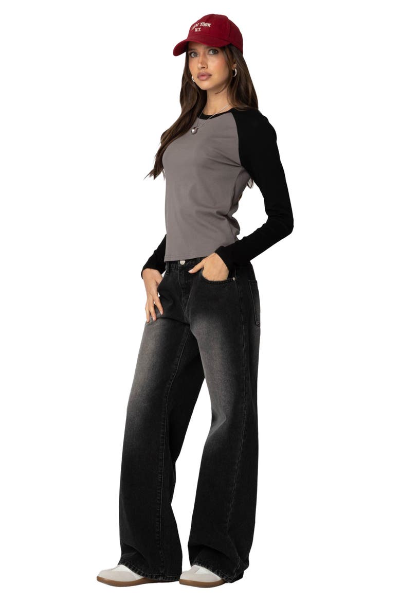 Tommi Stretch Cotton Baseball T-Shirt, Alternate, color, GRAY-AND-BLACK