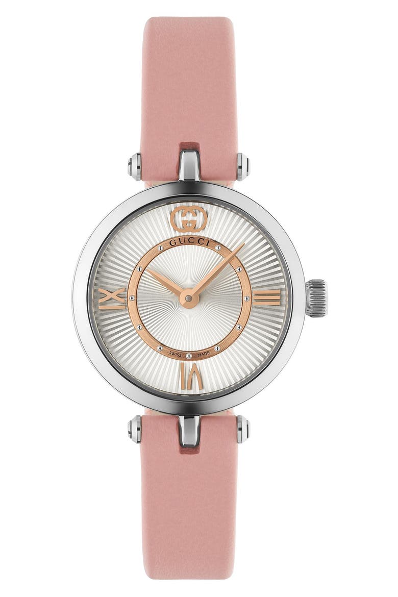 Model 2000 Leather Strap Watch, 24mm, Alternate, color, PINK
