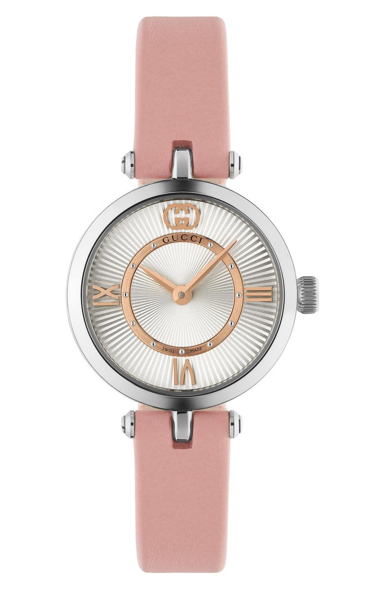 Gucci Model 2000 Leather Strap Watch, 24mm, Alternate, color, Pink