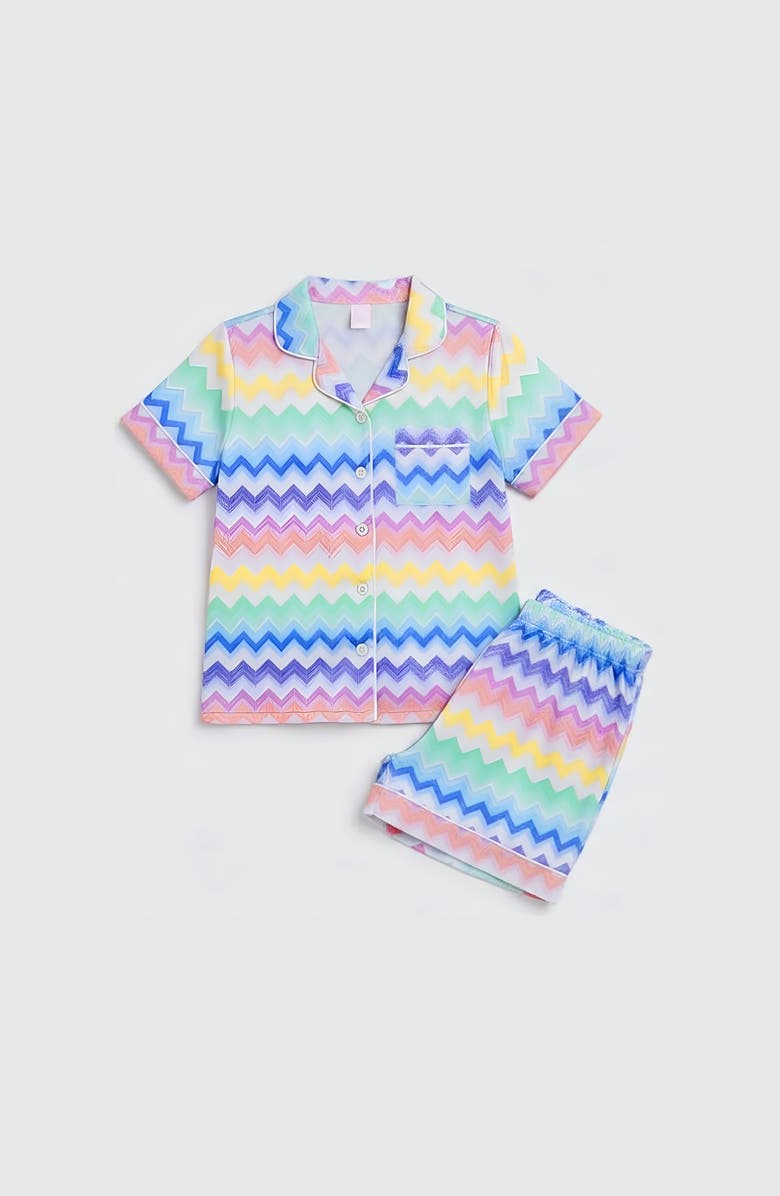 Preppy Goose Chevron Print Short Sleeve Jersey PJ, Main, color, Multi