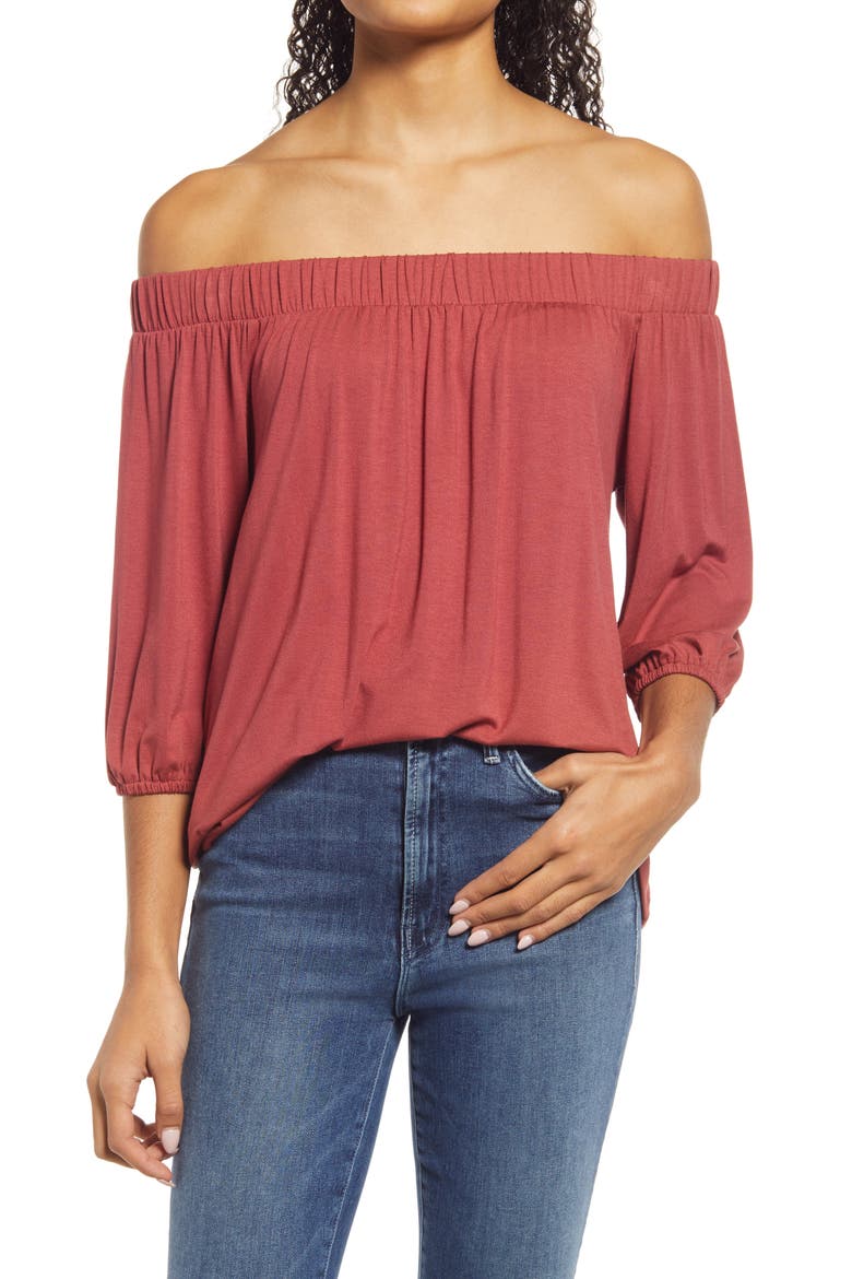 Off the Shoulder Top, Main, color, TERRACOTA