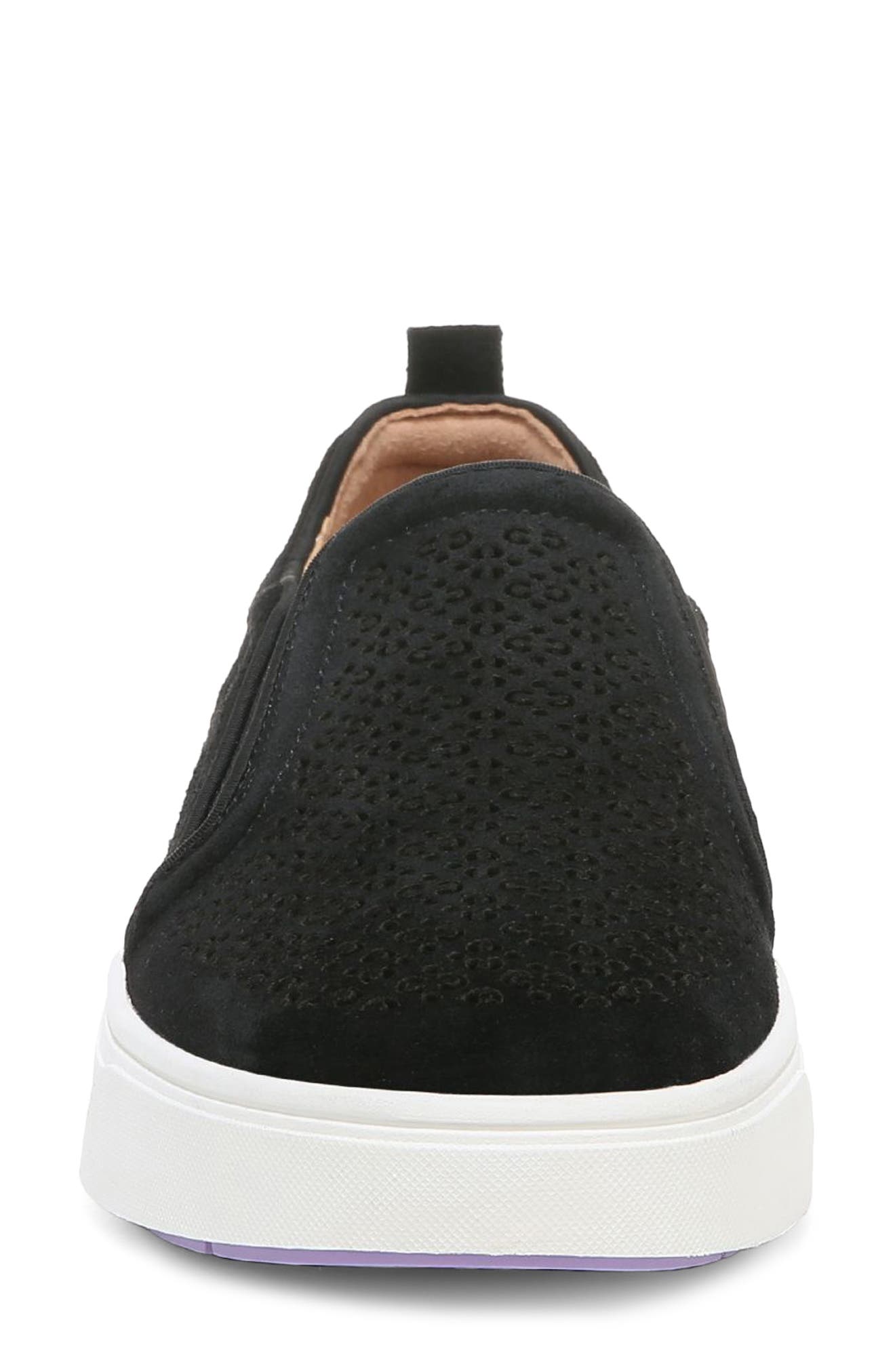 Vionic Kimmie Perforated Suede Slip-On Sneaker, Alternate, color, Black