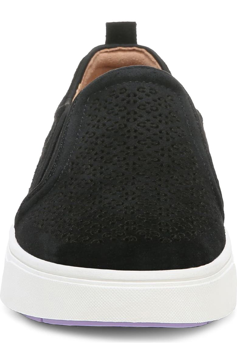 Vionic Kimmie Perforated Suede Slip-On Sneaker, Alternate, color, Black