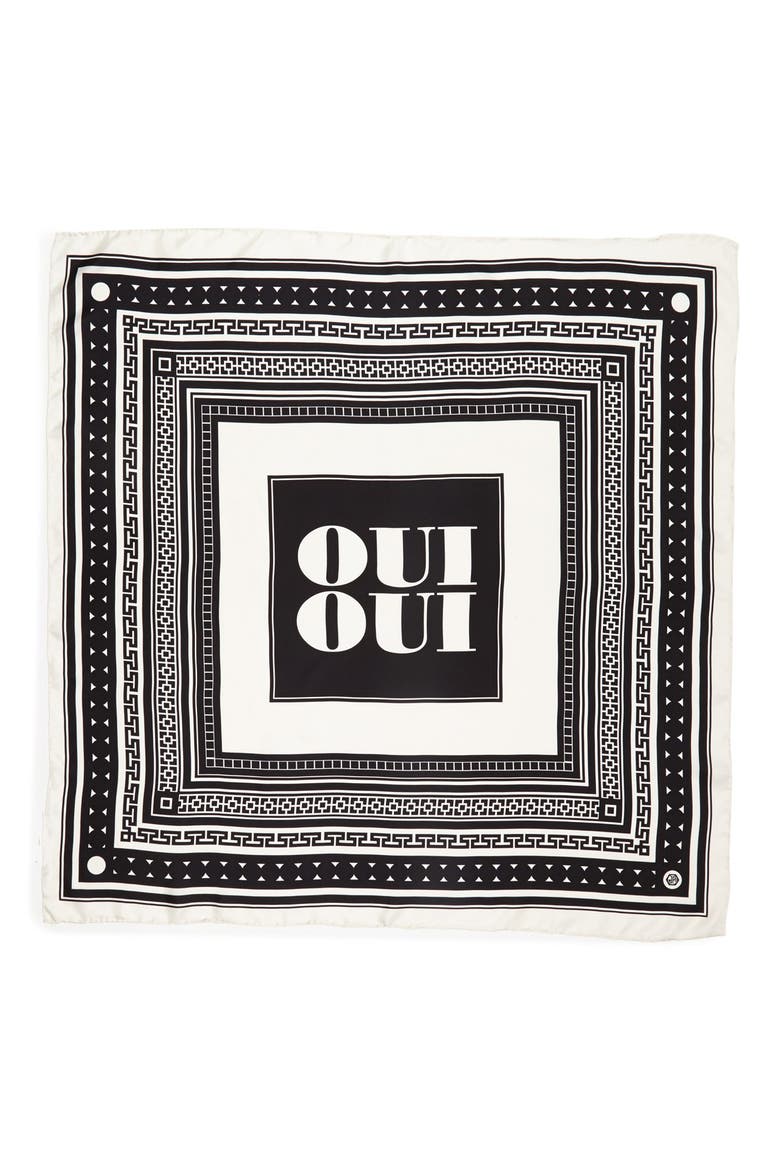 'Oui Oui' Silk Scarf, Alternate, color, BLACK