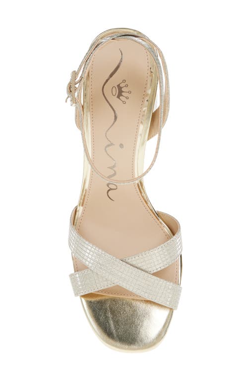 Nina Secelia Ankle Strap Platform Sandal In Platino