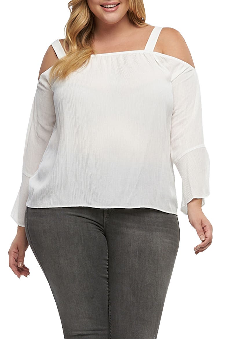Indra Cold Shoulder Top, Main, color, WHITE