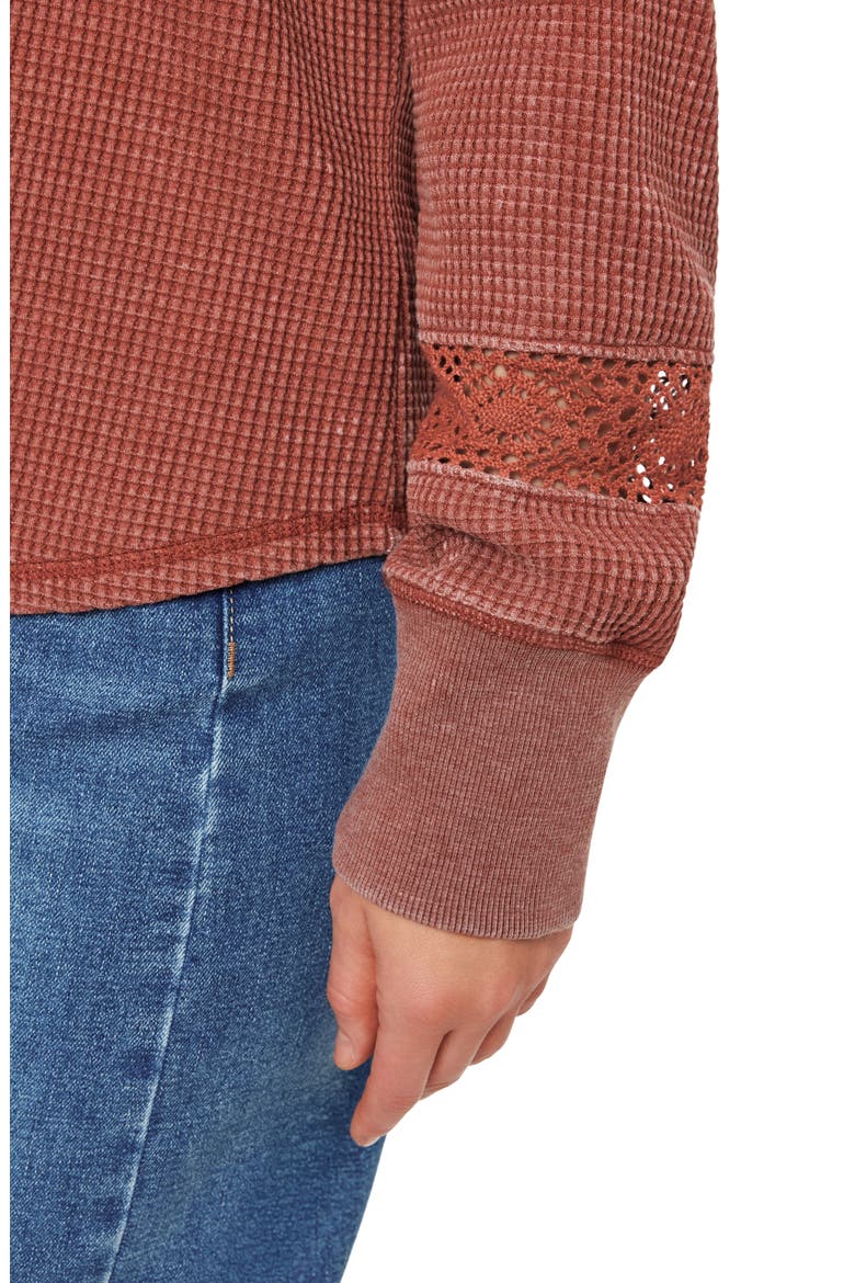 Nella Graphic Waffle Sweater, Alternate, color, MERLOT SUNFLOWER