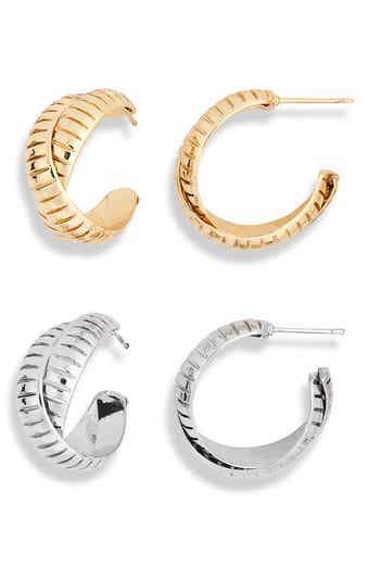 Set of 2 Textured Hoop Earrings