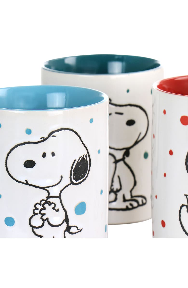 PEANUTS Freckled Joy 15oz Stoneware 4 Piece Mug Set, Alternate, color, White