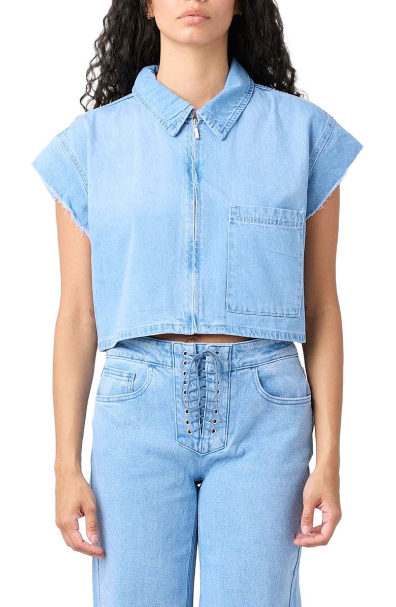 TT Studios Lindsey Cropped Denim Shirt, Main, color, South St.