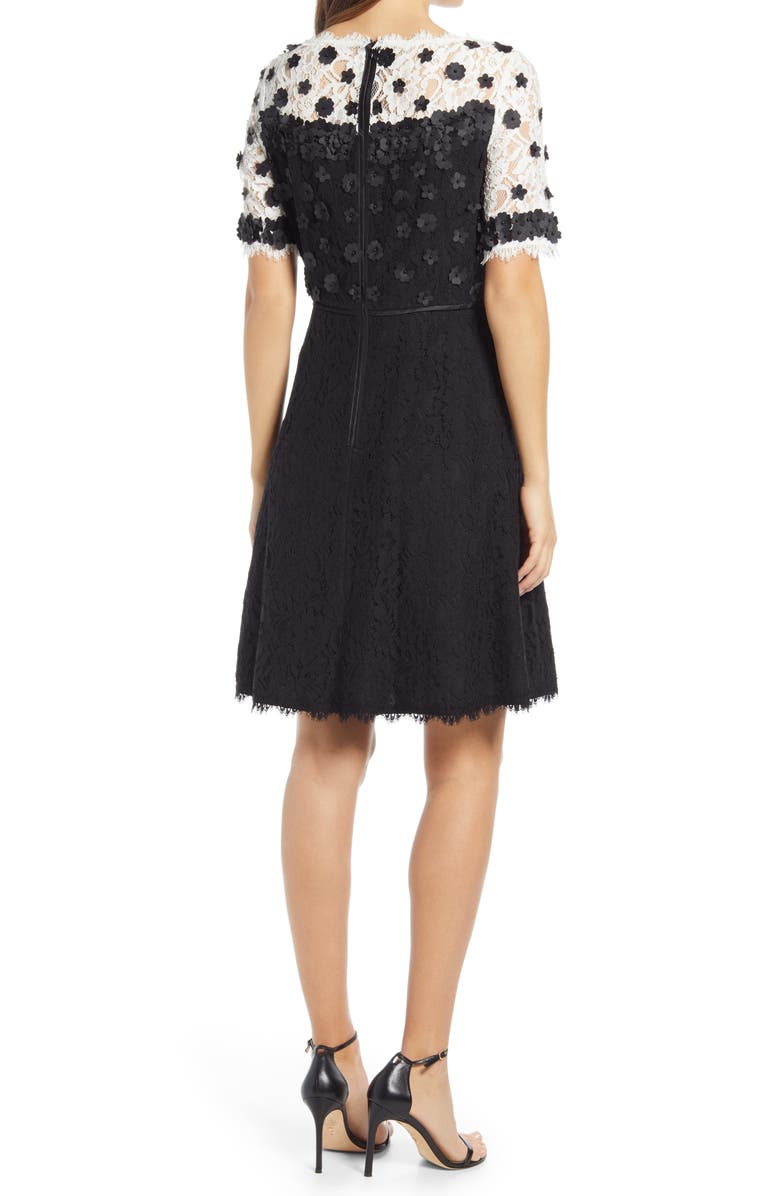 Shani Lace Floral Appliqué Fit & Flare Dress, Alternate, color,
