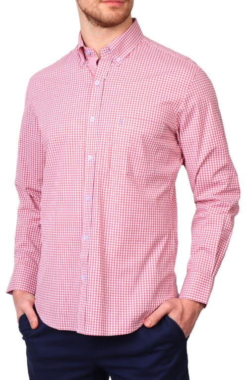 TAILORBYRD TAILORBYRD GINGHAM STRETCH COTTON BUTTON-UP SHIRT 
