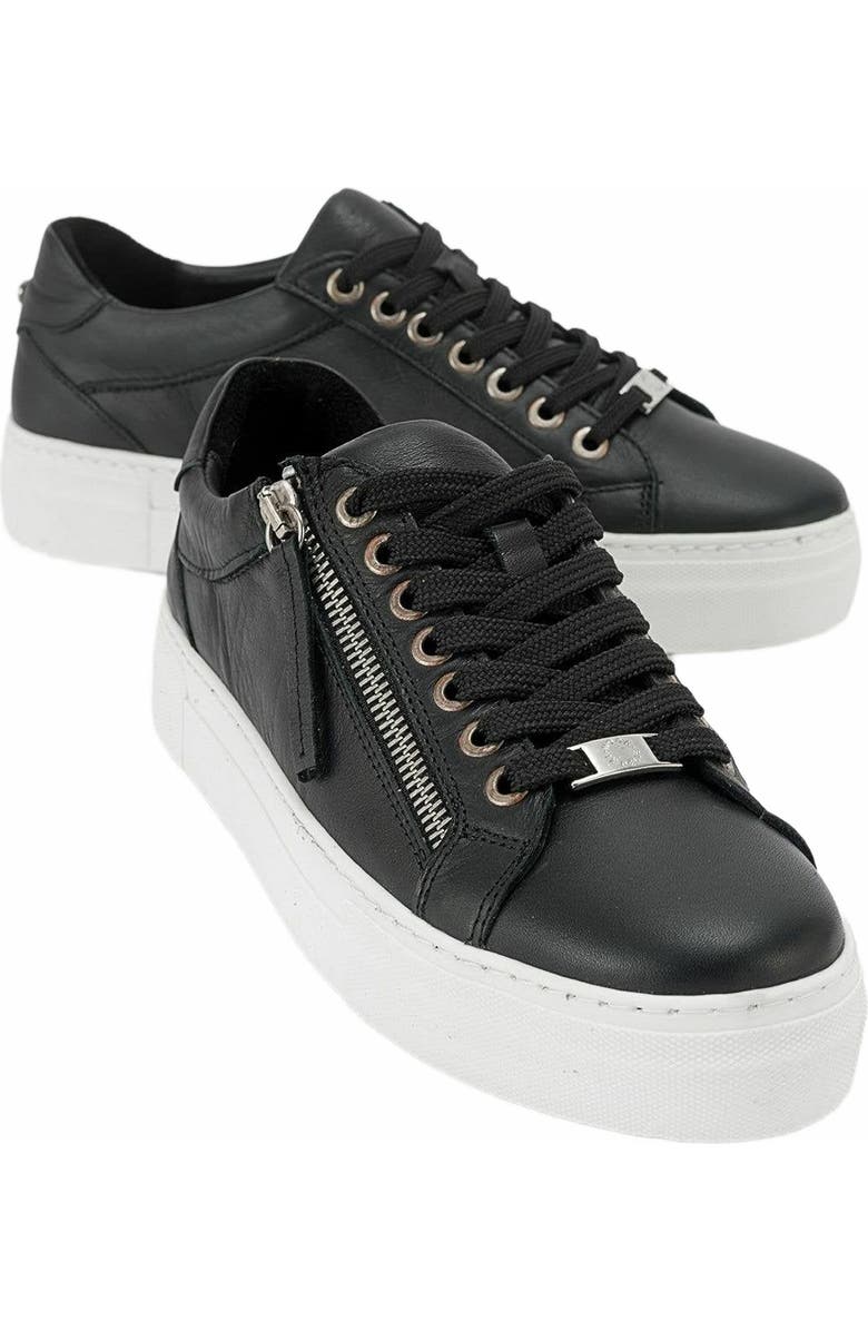 Forever & Always Shoes Beryl Leather Zip Sneaker, Main, color, Black Leather