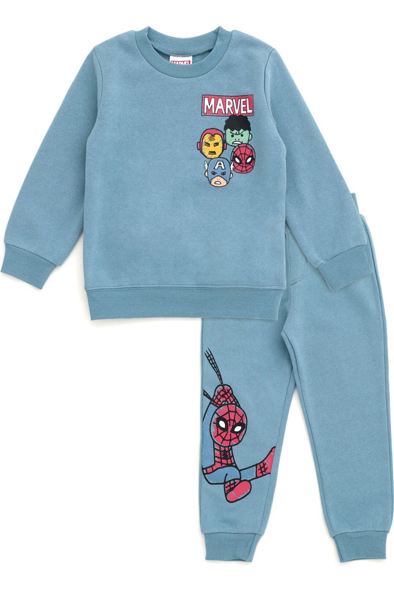 Avengers Fleece 2-Piece Sweatshirt and Pants Set, Main, color, Dusty Blue