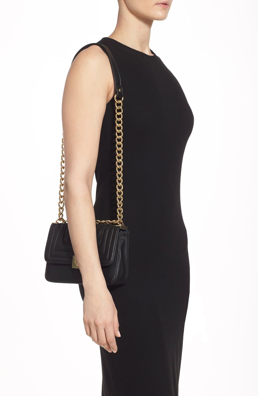'Galaxie' Quilted Convertible Crossbody Bag, Alternate, color, BLACK