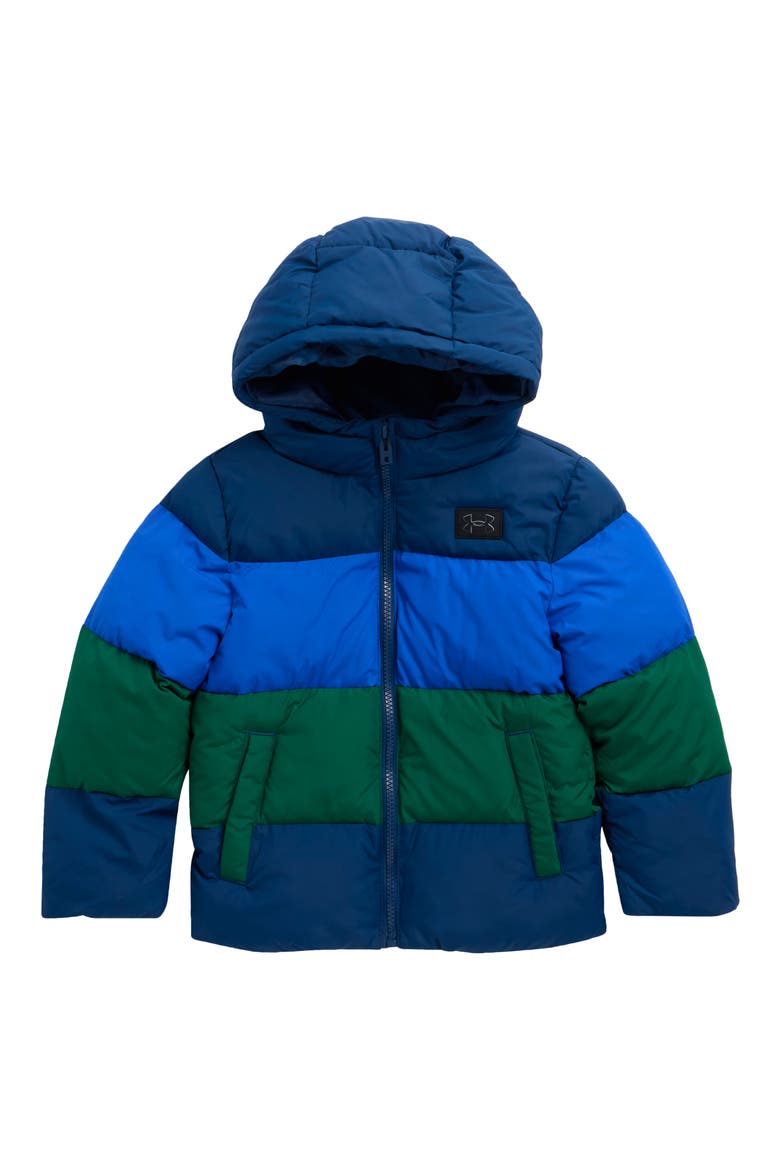 Kids' Panel Colorblock Puffer Jacket, Main, color, BLACKOUT NAVY