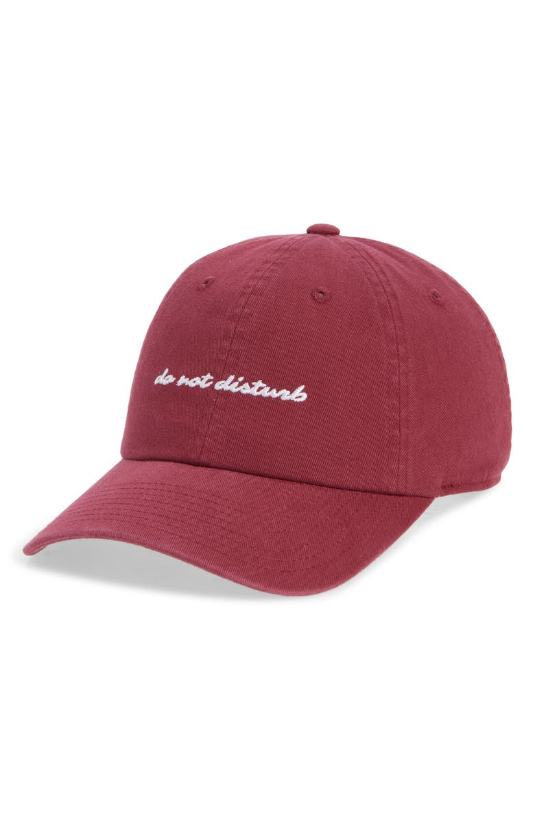 American Needle Do Not Disturb Embroidered Baseball Cap, Main, color, Burgundy