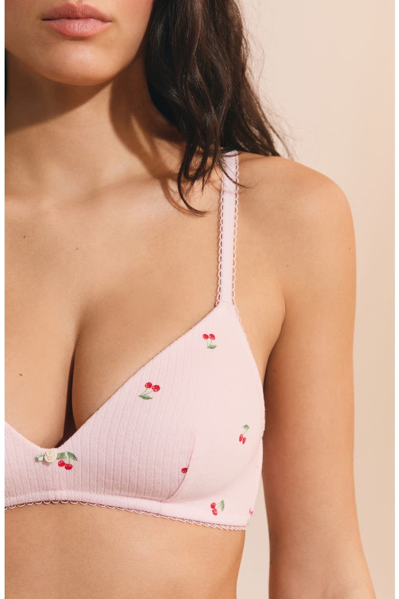 Sleepover Wireless Stretch Cotton Triangle Bra, Alternate, color, IMP FOND ROSE
