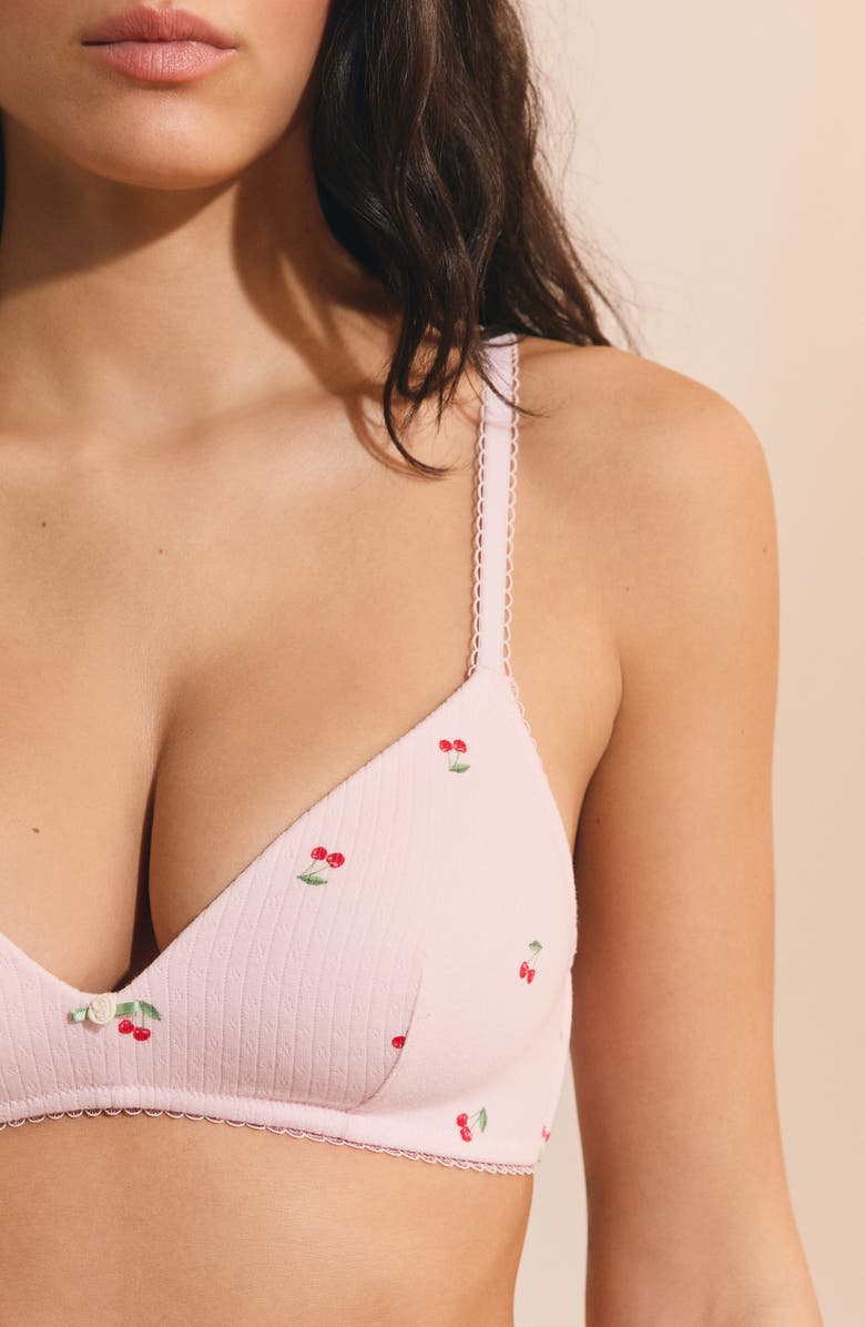Etam Sleepover Wireless Stretch Cotton Triangle Bra, Alternate, color, Imp Fond Rose